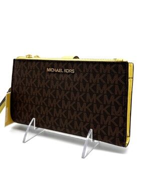 Michael Kors Large Jet Set Travel Logo Double Zip Wallet Buttercup